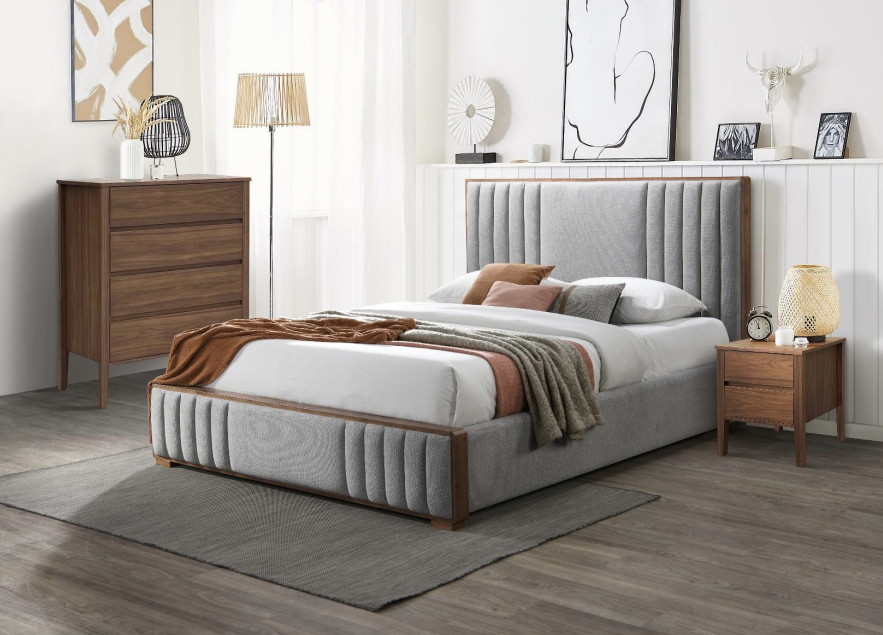 Granava Queen Bed - Grey Upholstery