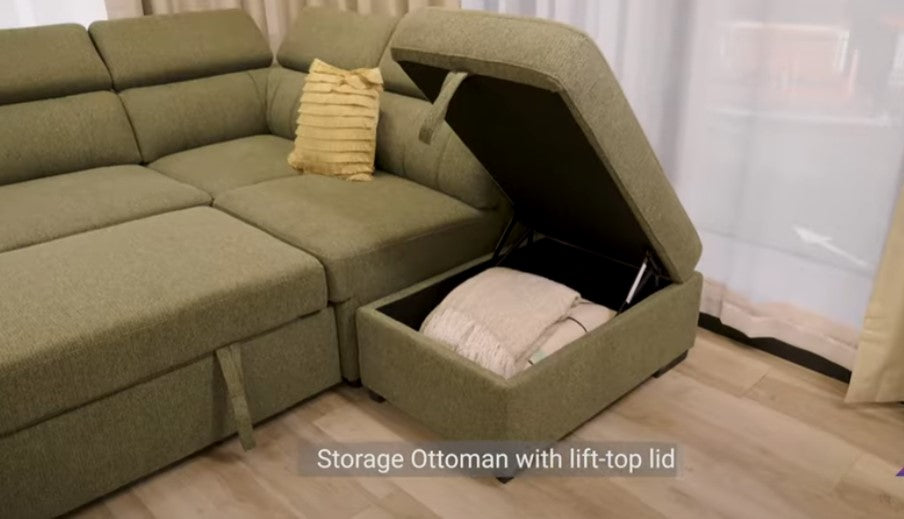 Linden 5 Seater Fabric Corner Sofa Bed with Chaise