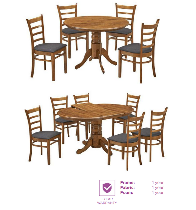Makawi 150cm Extendable Table with 6 Chairs