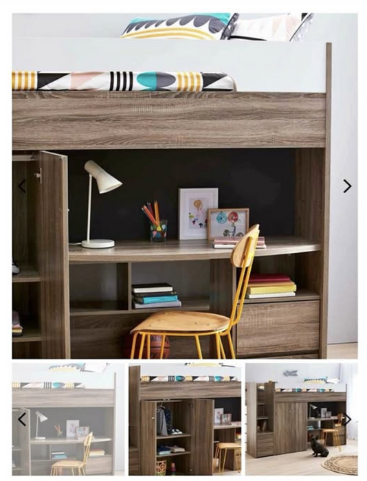 Quantum King Single Bunk Bed Loft, Mocha Oak