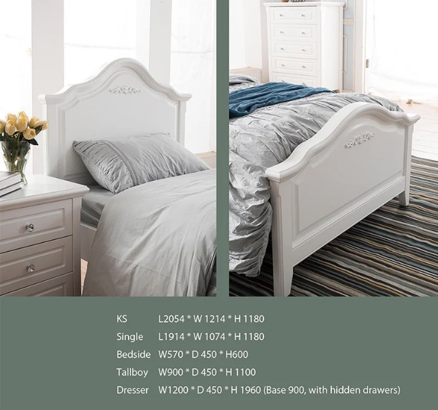 Isabella Single Bed, Ivory White