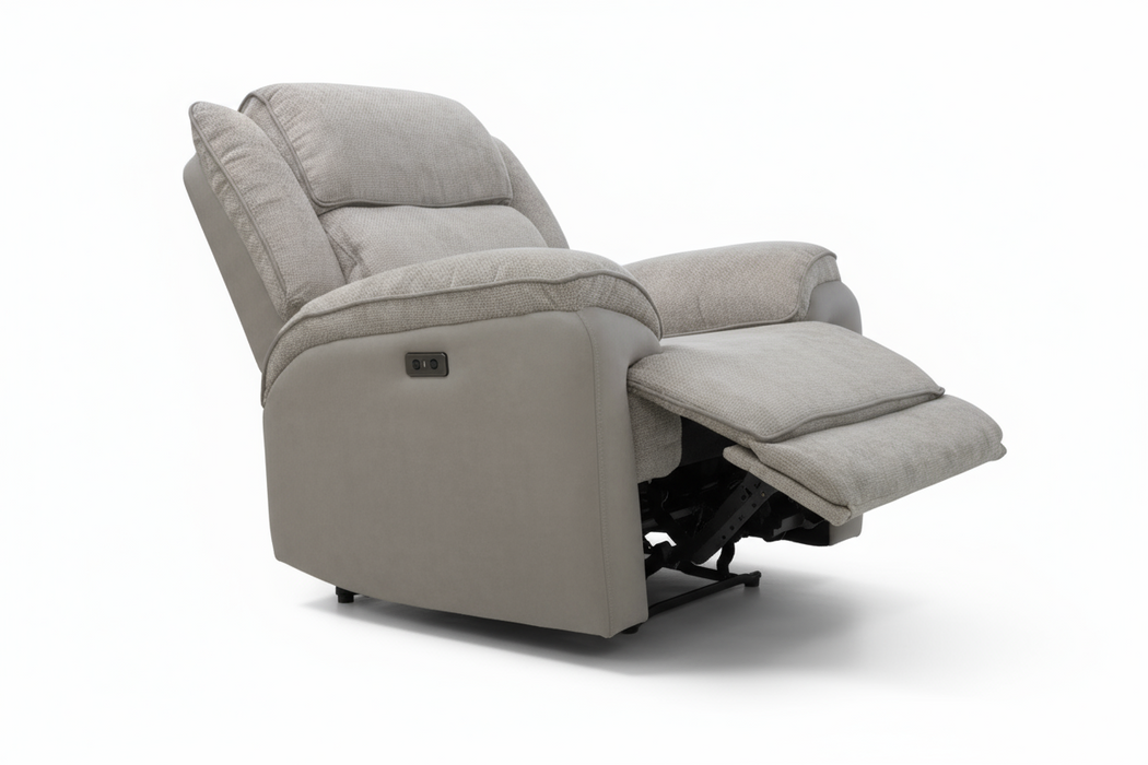 Angiva Fabric Single Powered Recliner - Oyster