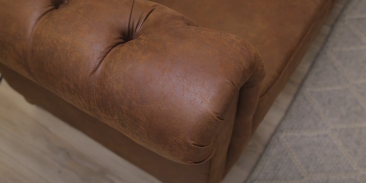 Winston 2 Seater Chesterfield Fabric Sofa Tan