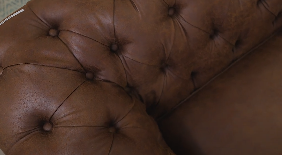 Winston 2 Seater Chesterfield Fabric Sofa Tan