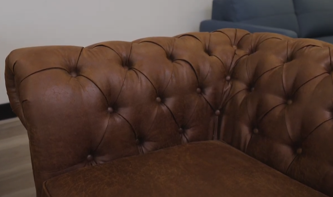 Winston 2 Seater Chesterfield Fabric Sofa Tan