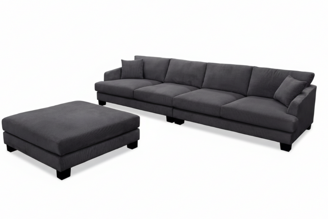 Orland 3 Piece Corner Fabric Sofa - Charcoal