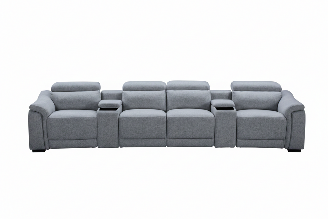 Robina 4 Seater Recliner Home Theatre Lounge - Fabric