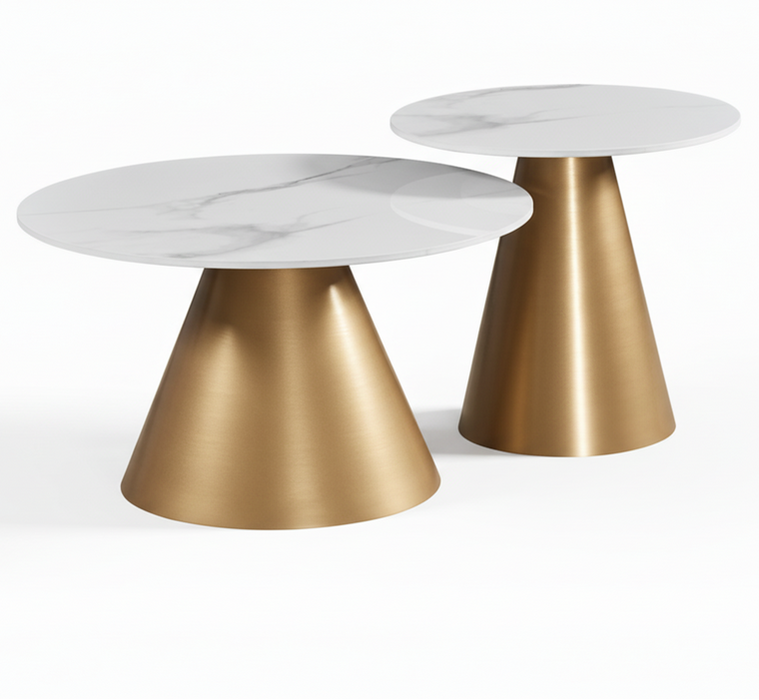 2 Piece Oliva Nesting Coffee Table Set, Gold