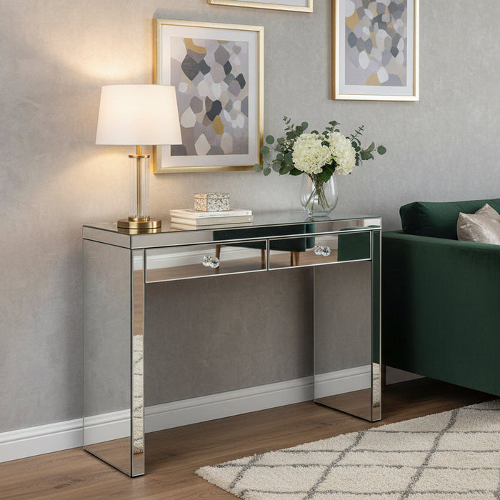 Iris Mirrored Console Table With Drawers