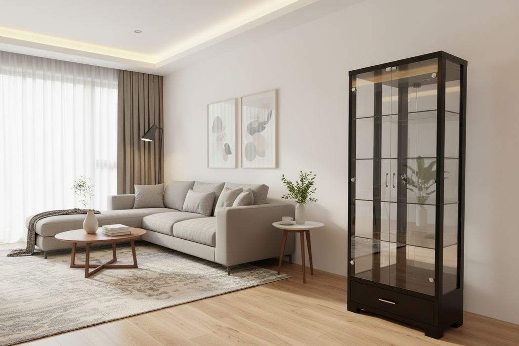 2 Door Black Display Cabinet - Gallery