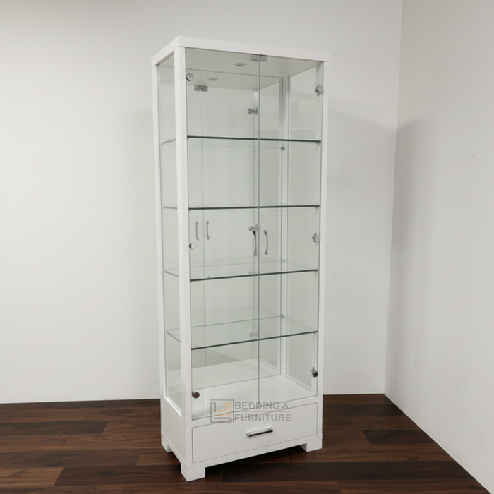 2 Door Glass Display Cabinet - Gallery White