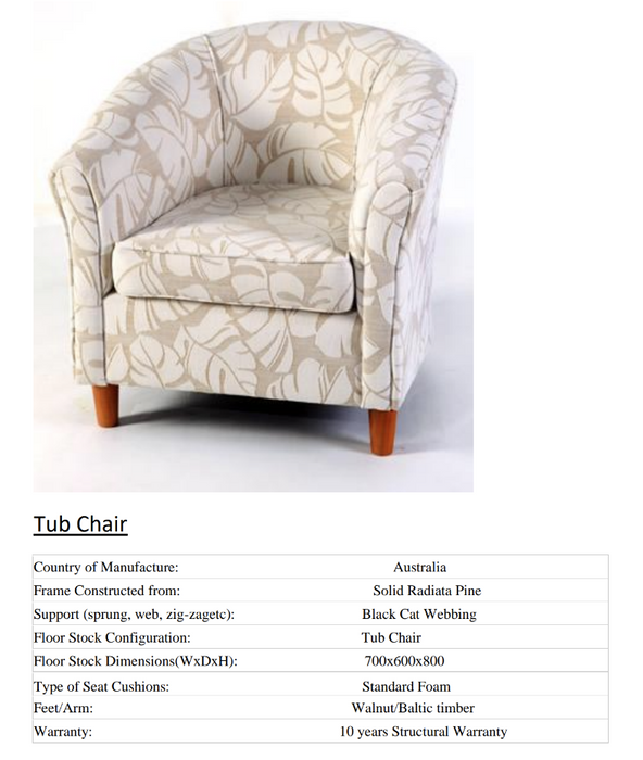 Lj Furniture Accent Tub Chair - Made in Australia