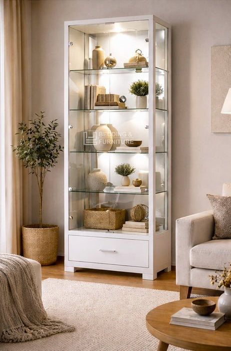 Waratah 2 Door Glass Display Cabinet White