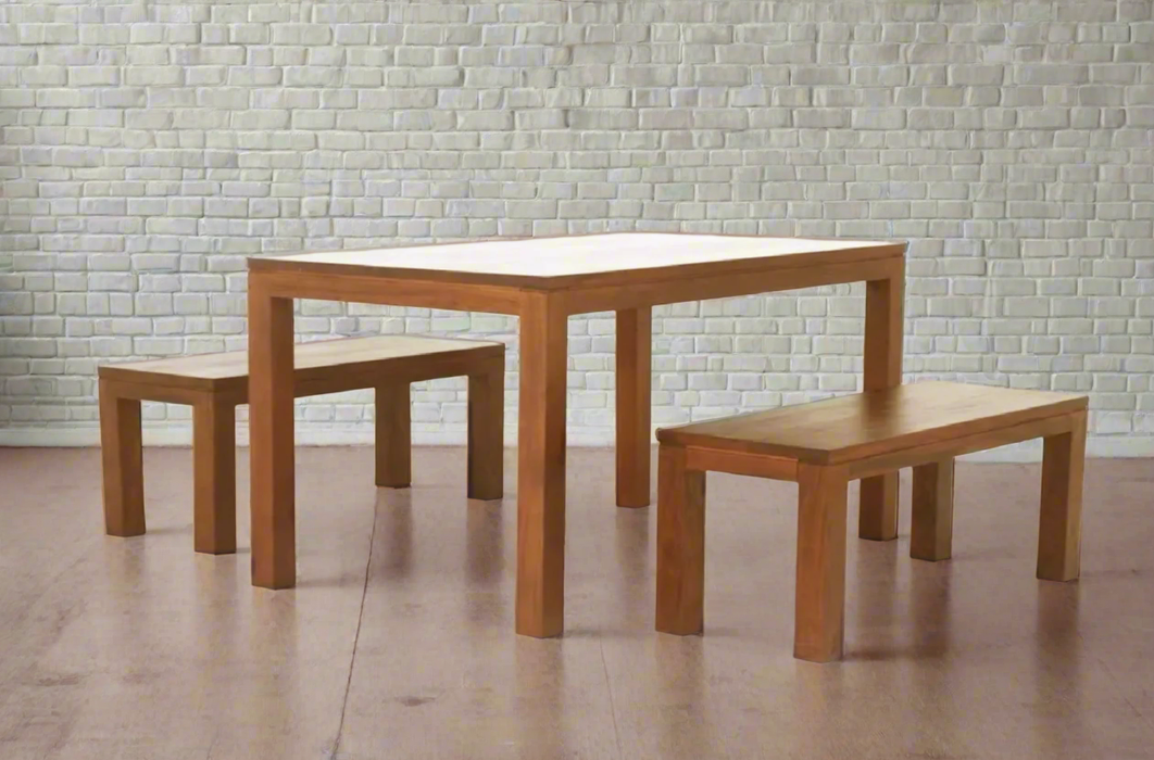 Amsterdam 1.8m Solid Mahogany Wood Dining Table Set - Light Pecan