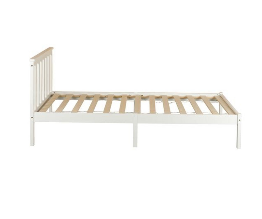 Glebe Pine Wood Bed - White