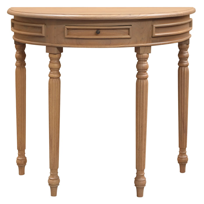 Nueva Turn Leg Half Round Sofa Table with Drawer Natural