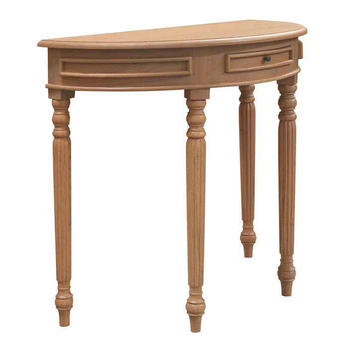 Nueva Turn Leg Half Round Sofa Table with Drawer Natural