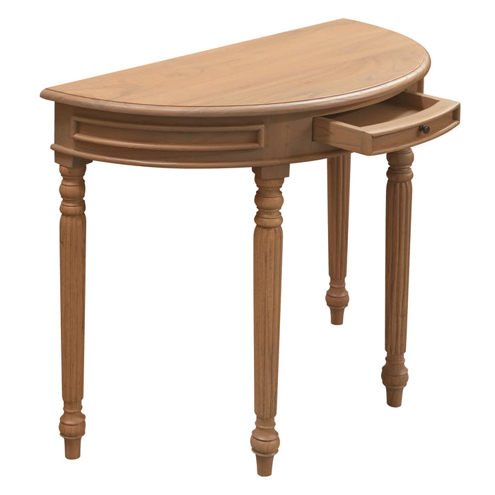 Nueva Turn Leg Half Round Sofa Table with Drawer Natural