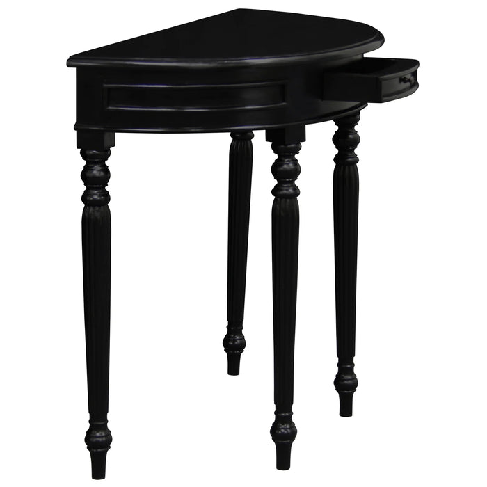 Black Nueva Turn Leg Half Round Sofa Table with Drawer