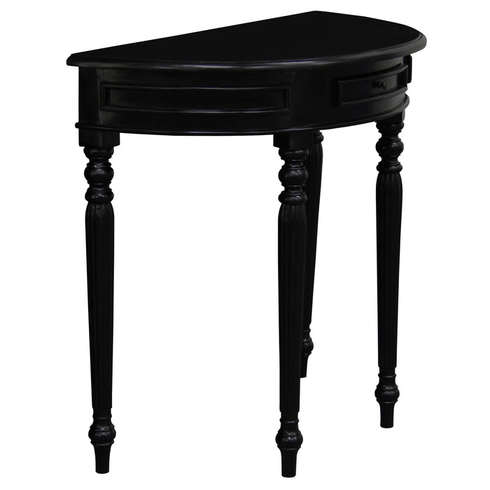 Black Nueva Turn Leg Half Round Sofa Table with Drawer