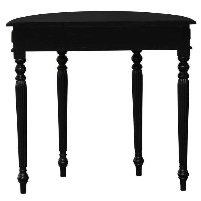 Black Nueva Turn Leg Half Round Sofa Table with Drawer