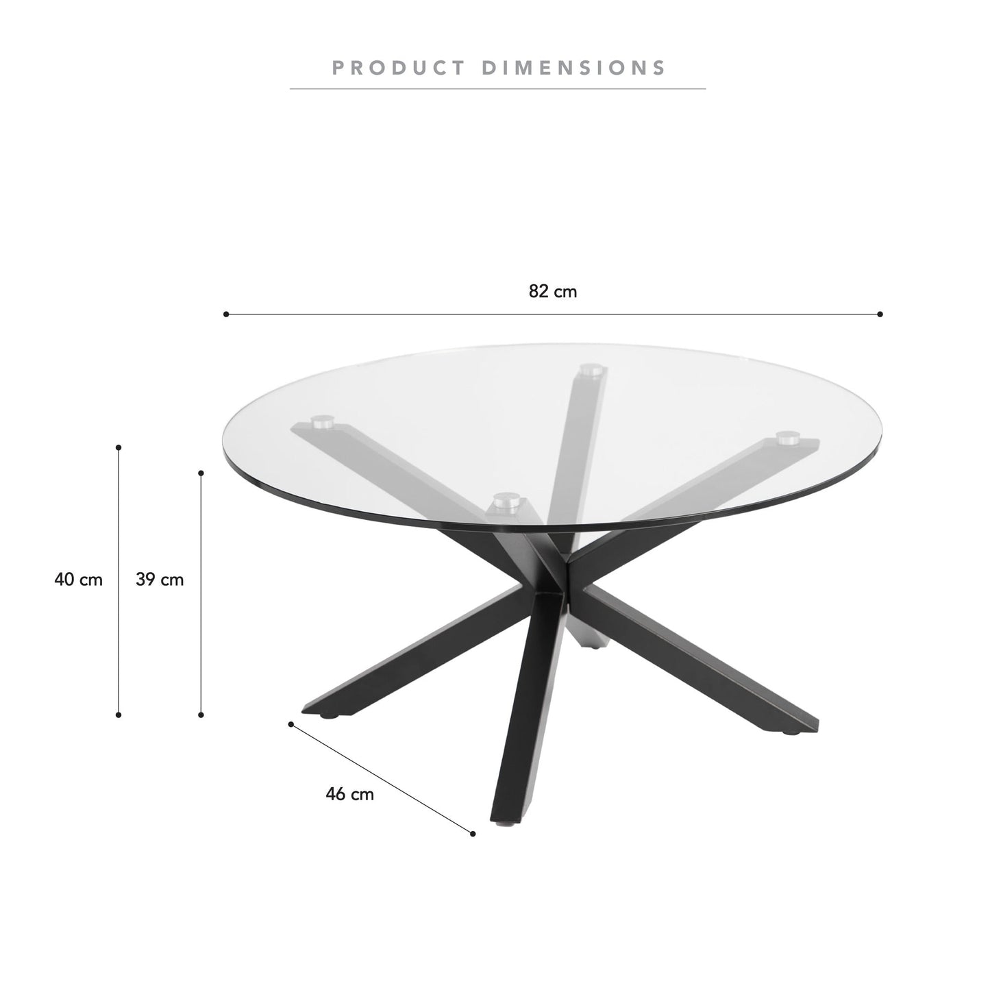 82cm Gladstone Glass Top Table Black