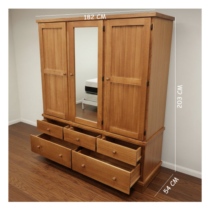 Large 3 Door Timber Robe 182cm