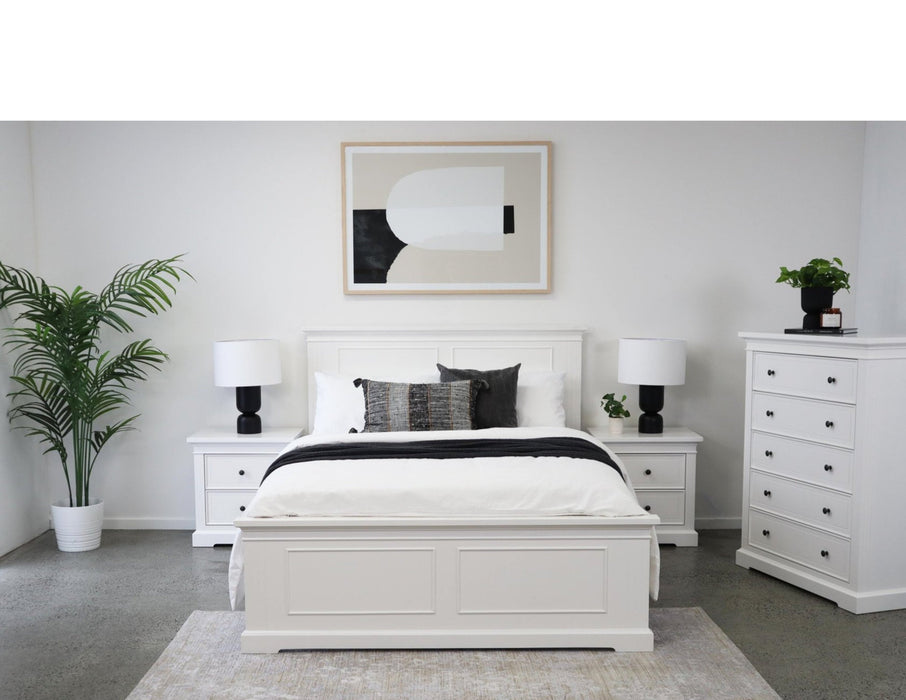 White Tasman King Wooden Bed Frame