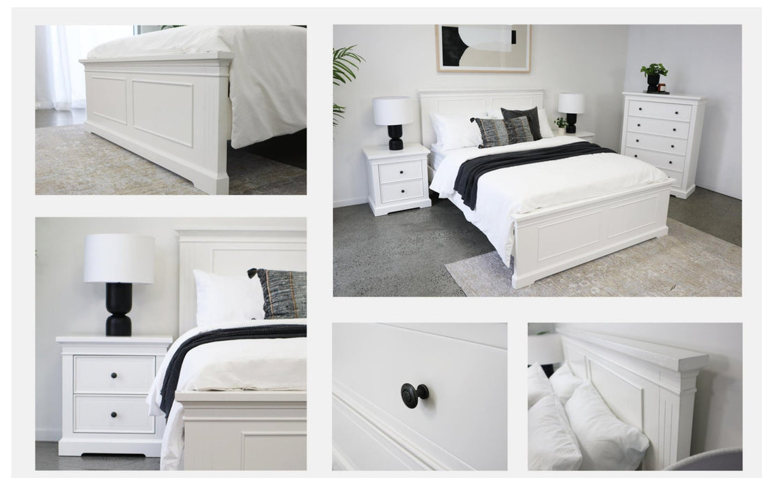 White Tasman King Wooden Bed Frame