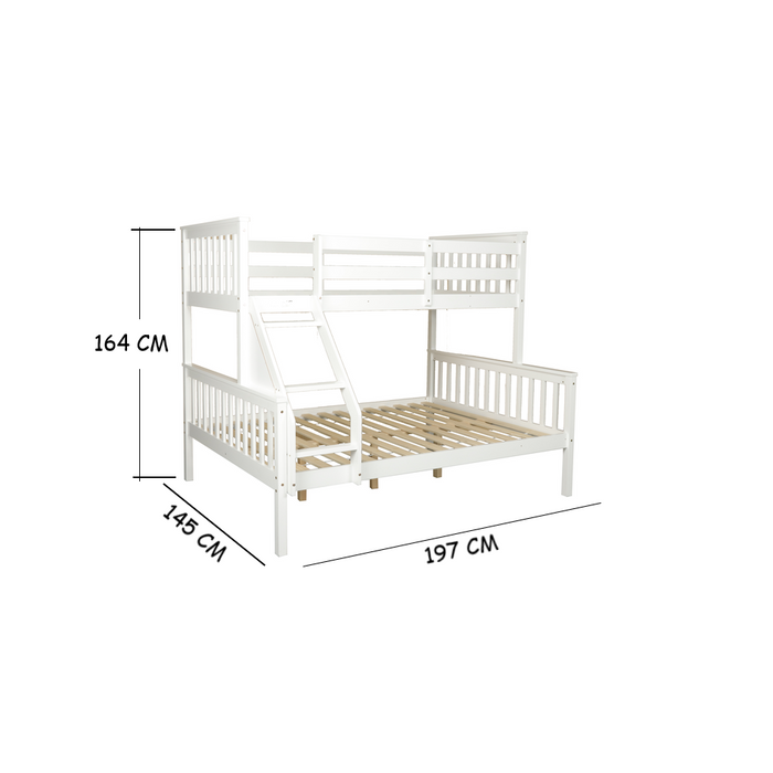 Glebe Pine Wood Single Over Double Bunk Bed, White