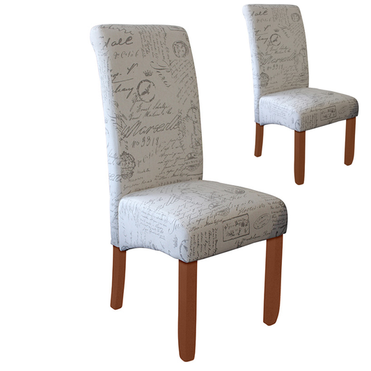 Set of 2 Avalis Upholstered Dining Chair in Script Fabric