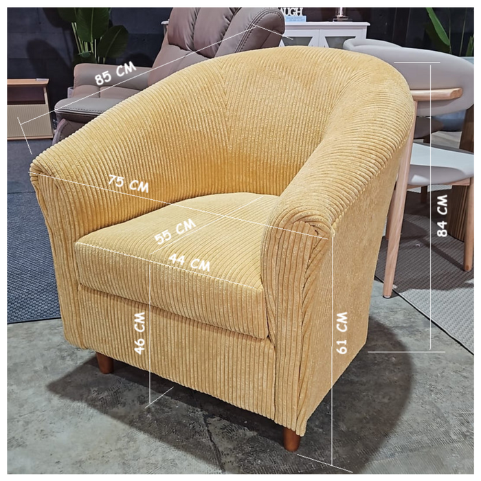 Australian Made Jumbo Corduroy Tub Chair | Modern Accent Chair | LJ Bedding Furniture