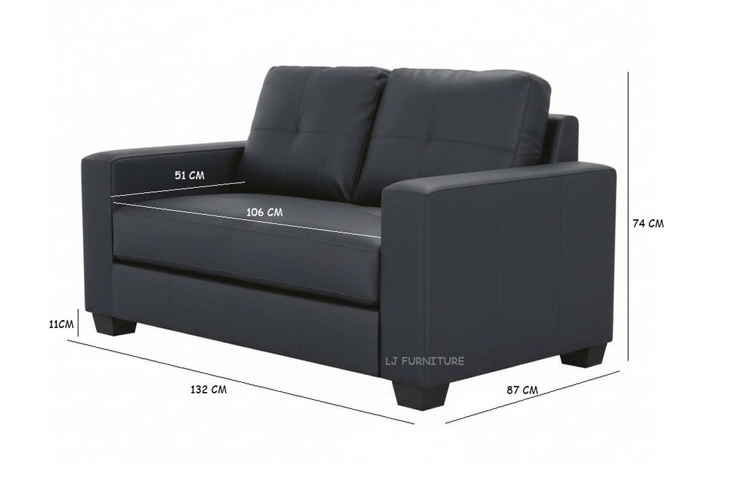 2 Seater Bianca Faux Leather Sofa - Fire Resistant