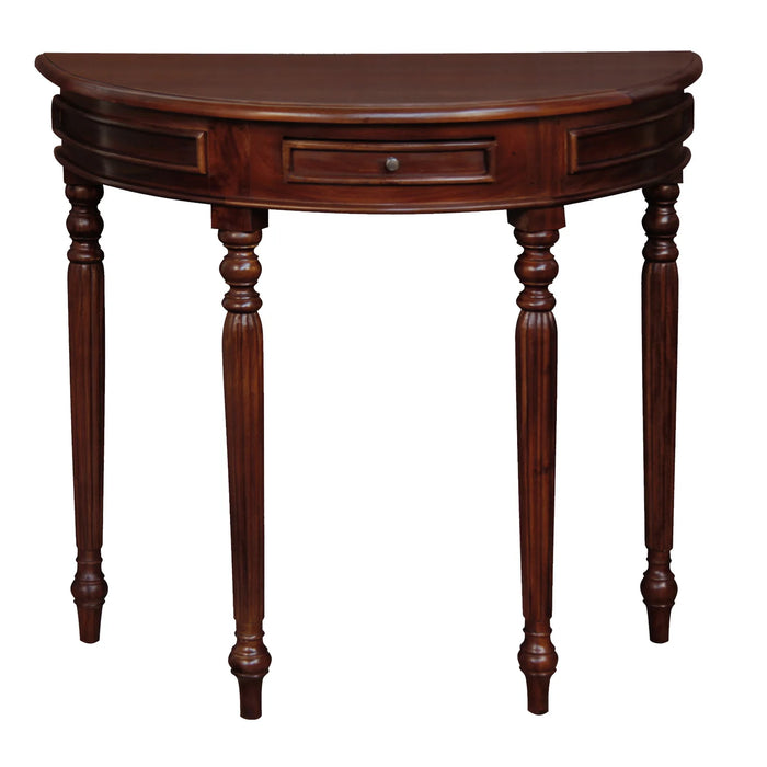 Nueva Turn Leg Half Round Sofa Table with Drawer