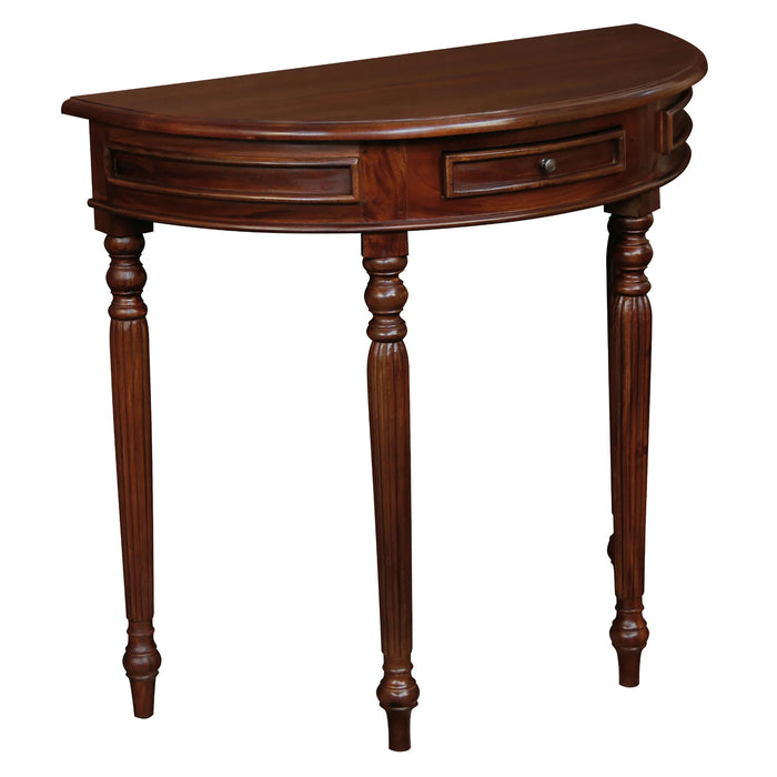 Nueva Turn Leg Half Round Sofa Table with Drawer