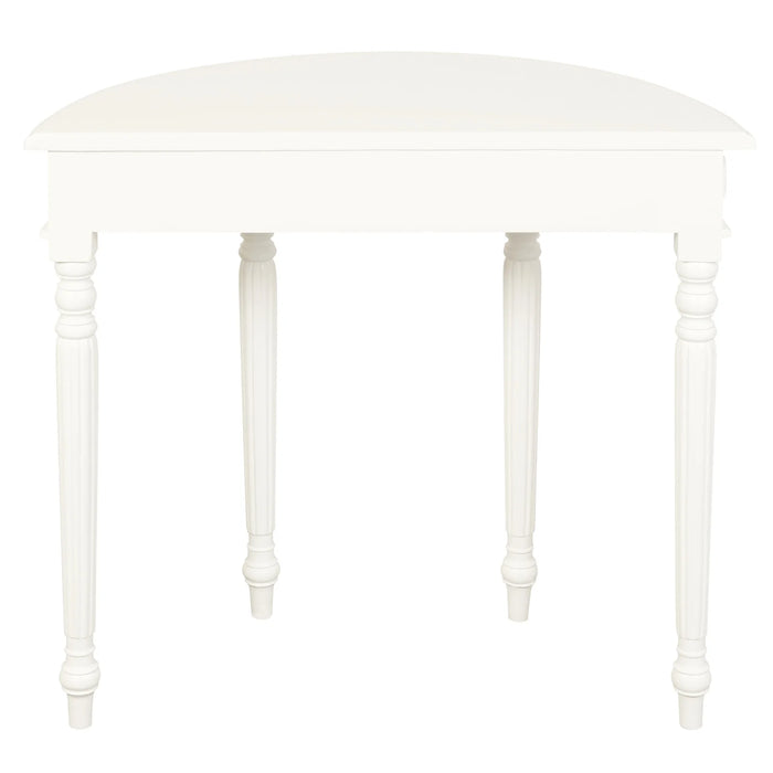 White Nueva Turn Leg Half Round Sofa Table with Drawer