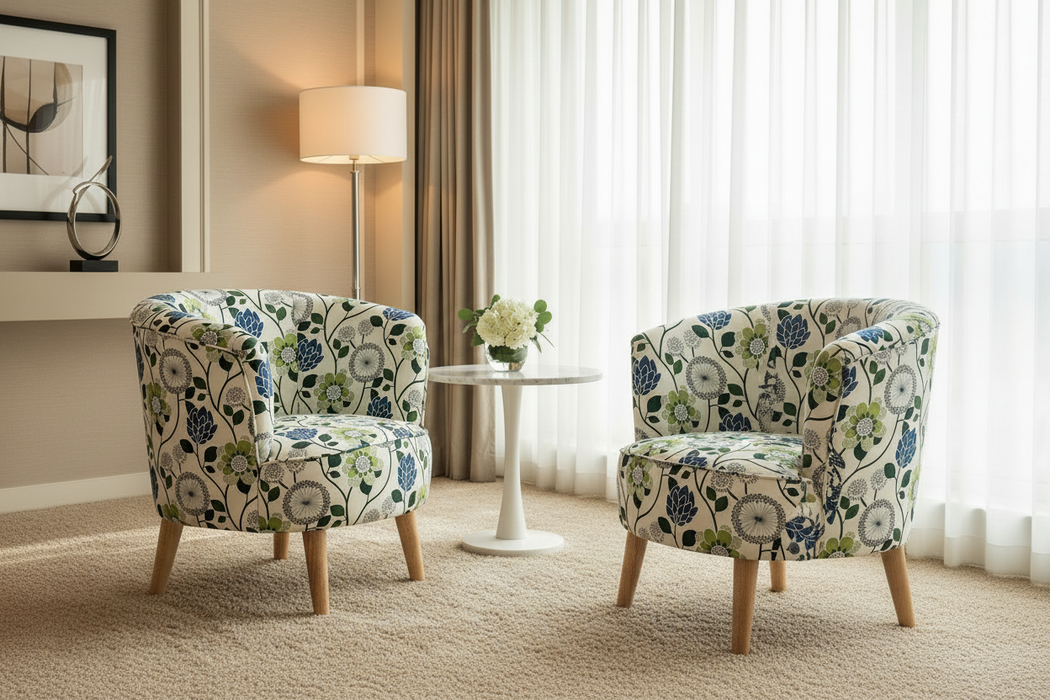 Scandinavian Floral Accent Chair