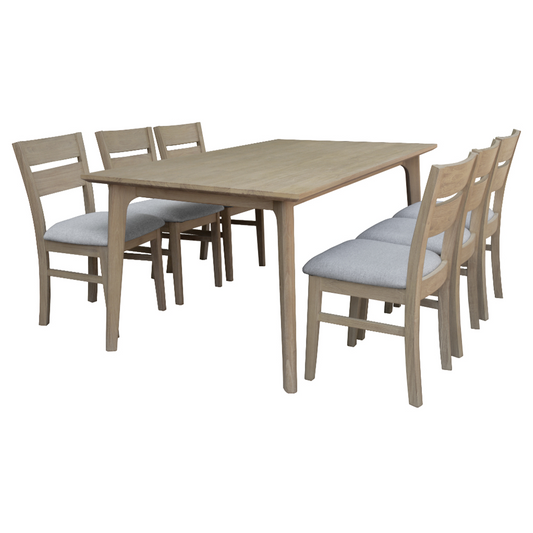 6 Seater Larsen Acacia Timber Dining Table & Chairs