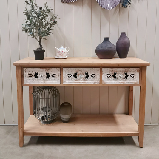 Byron Timber Console Table With 3 Drawers