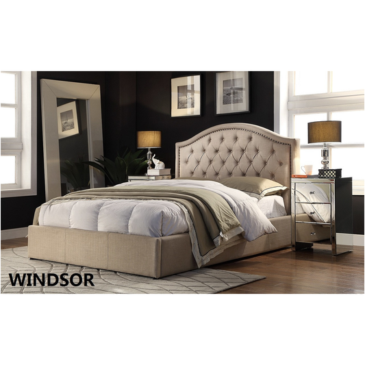 Windsor Fabric Bed in Sand Colour