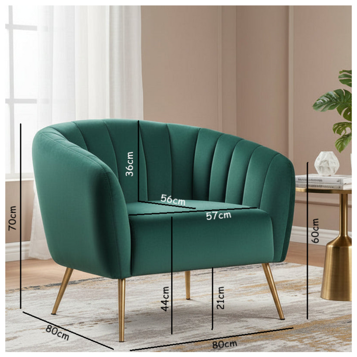 Monet Velvet Armchair Emerald