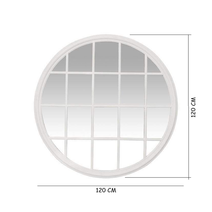 Hamptons Round Mirror - 120cm x 120cm White