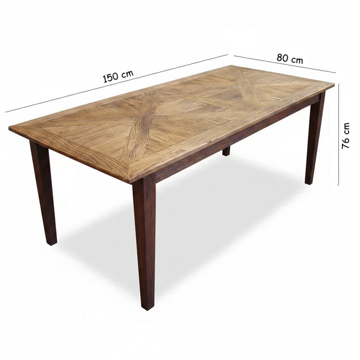 Parquetry 150cm Rectangular Recycled Elm Table