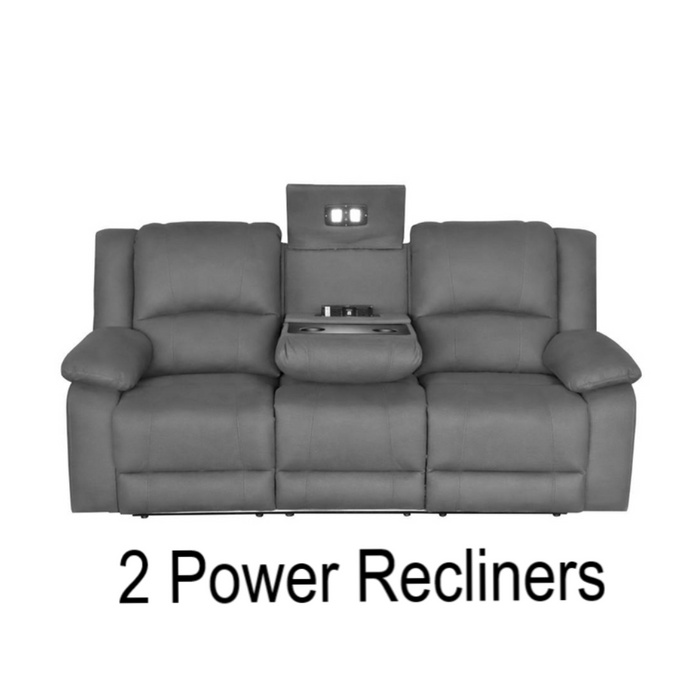 Calva 3 Seater Power Recliner Sofa Set, Latte Grey