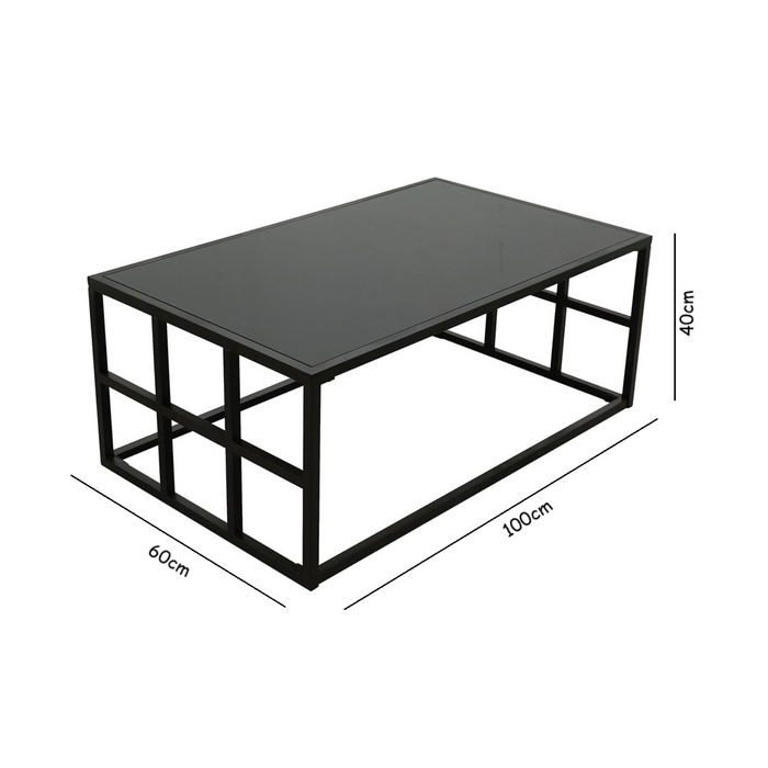 Banksia Black Glass Rectangular Coffee Table Modern Center Table