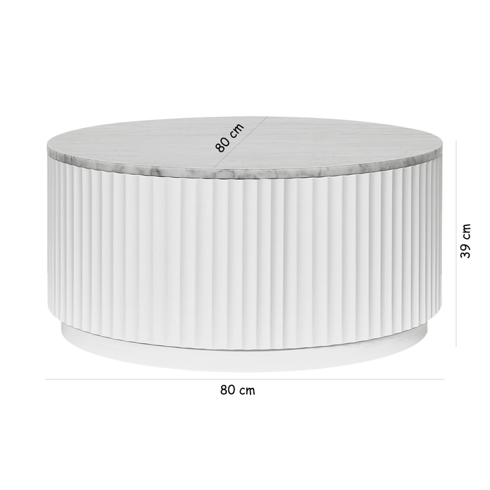 Raphael Round Carrara Marble Coffee Table White
