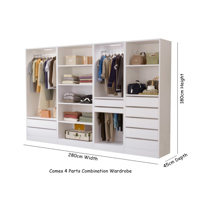 Botany 2.8m 4-Piece Built-In Wardrobe Combination – White or Oak
