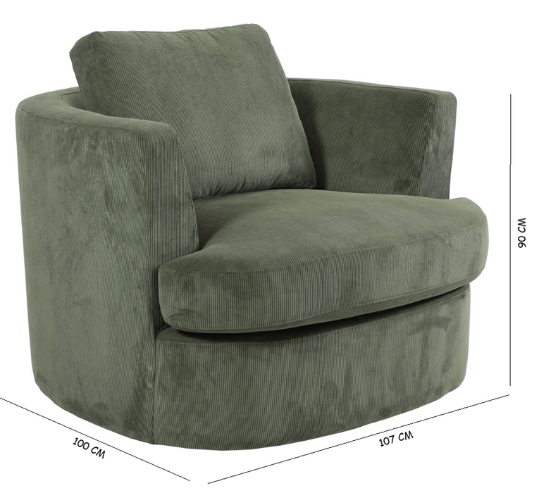 Carlo Swivel Chair in Fabric Olive Green