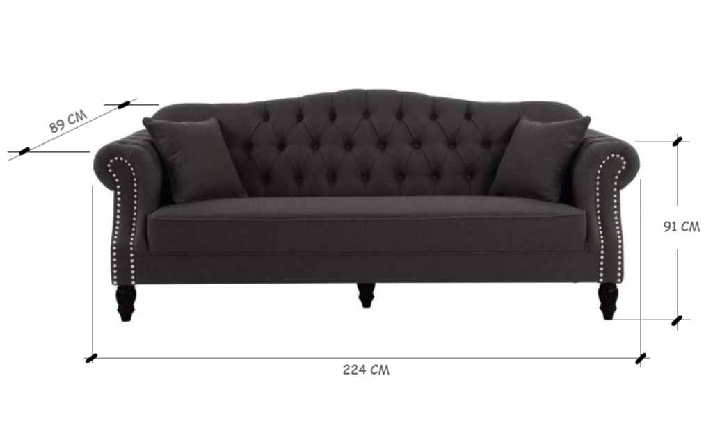 3 Seater Charcoal Vaucluse Sofa