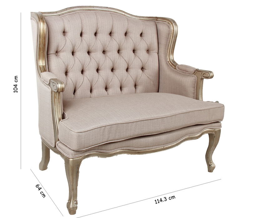 Charlotte Wingback Arm Chair Loveseat - Cream